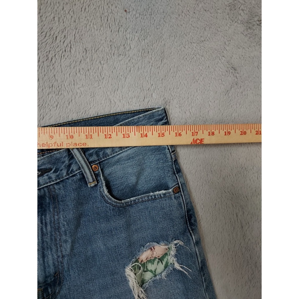 Levis Jean Shorts Mens 30 569 Loose Fit Denim Jorts Distressed Destroyed Blue - Picture 9 of 12